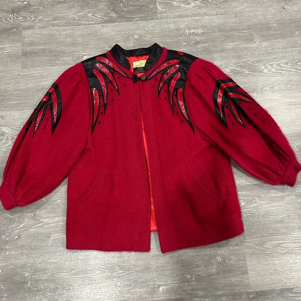 Vintage Ingrid Muhlhofer 1980 Mohair, Beaded, Floral Sweater,Size Medium. - Picture 11 of 16